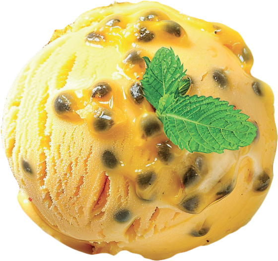 A scoop of passion fruit sorbet